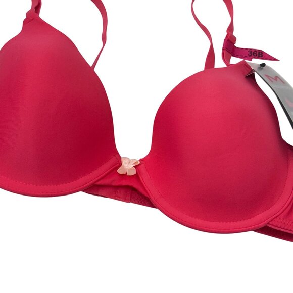 Maidenform Womens One Fab Fit T-Shirt Bra 36B Hot Pink Underwire Lightly Lined - Picture 2 of 10